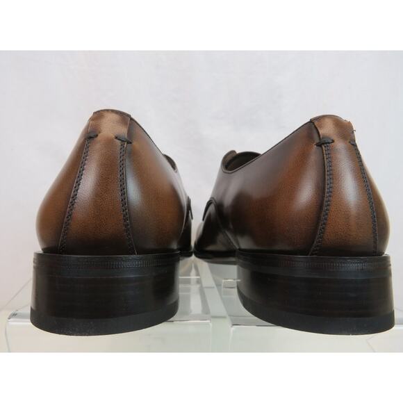 NIB FERRAGAMO DANIEL BURNISHED BROWN BROGUE LEATHER LACE UP DERBY OXFORDS 10.5 E main image 9